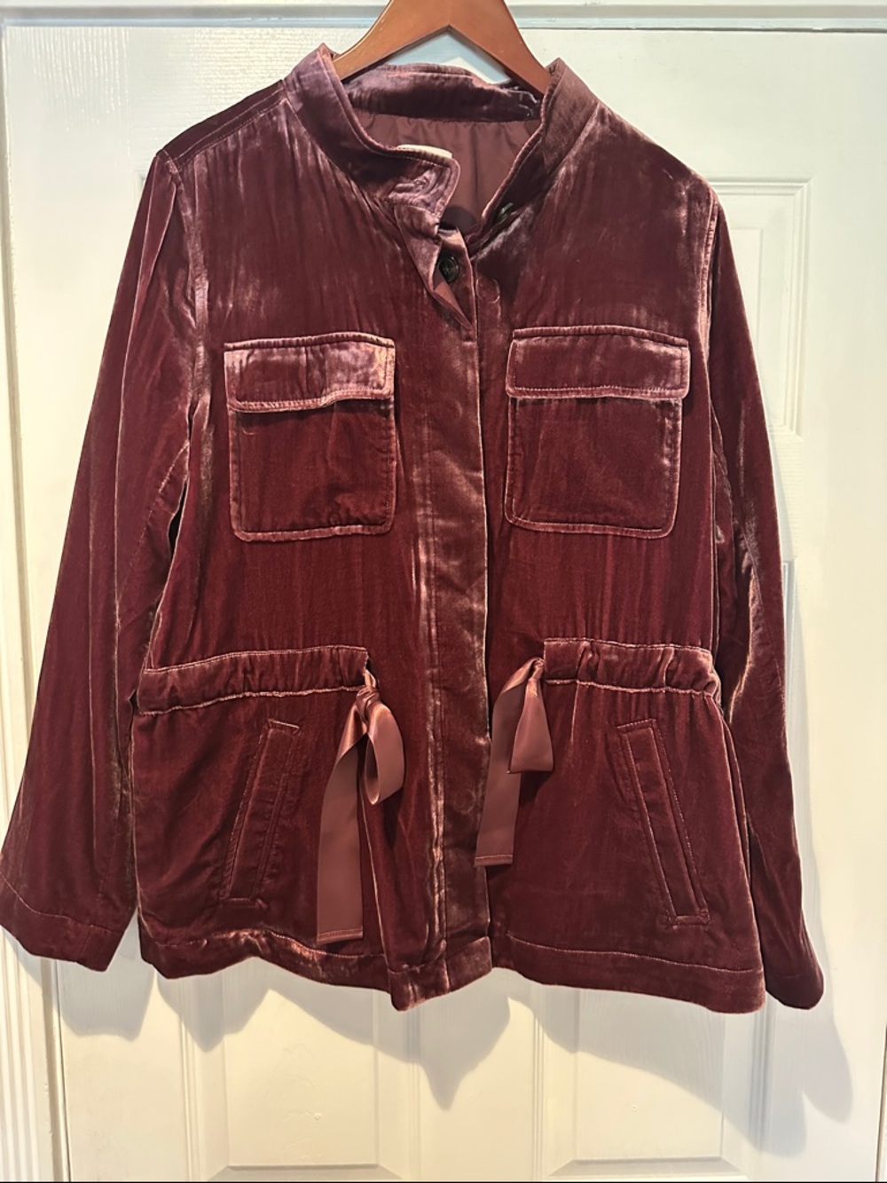 LOFT Velvet Utility Jacket - Burgundy